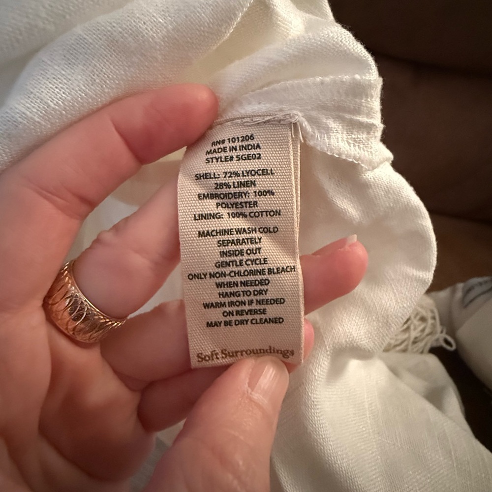 Soft Surroundings White Dress with Brown Embroidery NWT - Picture 11 of 11
